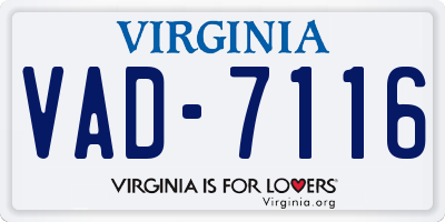 VA license plate VAD7116