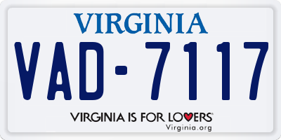 VA license plate VAD7117