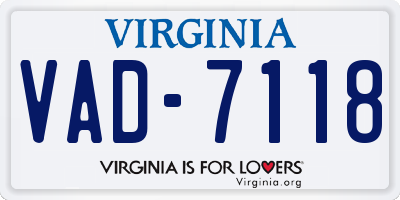 VA license plate VAD7118