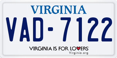 VA license plate VAD7122