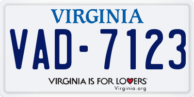 VA license plate VAD7123