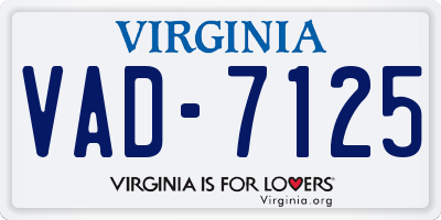 VA license plate VAD7125