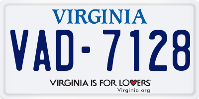 VA license plate VAD7128