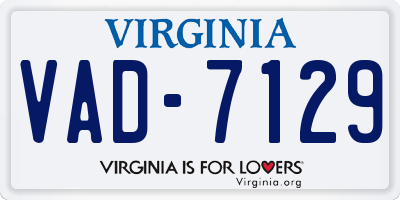 VA license plate VAD7129