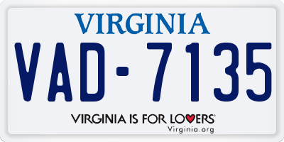 VA license plate VAD7135