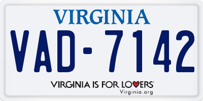 VA license plate VAD7142