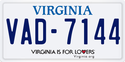 VA license plate VAD7144