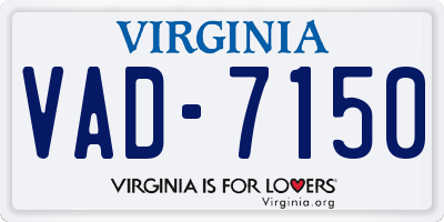 VA license plate VAD7150