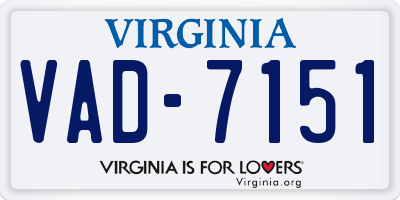 VA license plate VAD7151