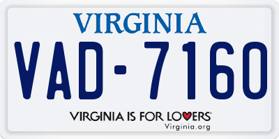 VA license plate VAD7160