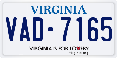 VA license plate VAD7165