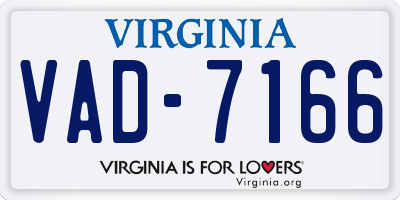 VA license plate VAD7166