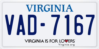 VA license plate VAD7167