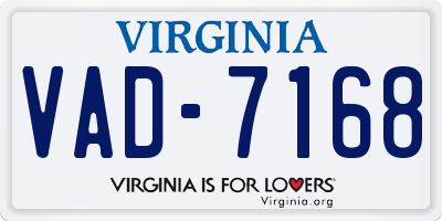 VA license plate VAD7168