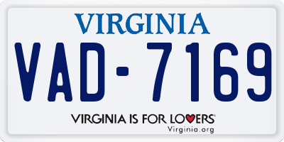 VA license plate VAD7169