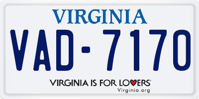 VA license plate VAD7170