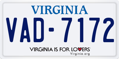 VA license plate VAD7172