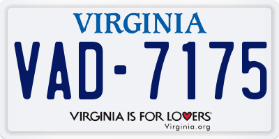 VA license plate VAD7175