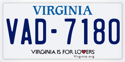 VA license plate VAD7180