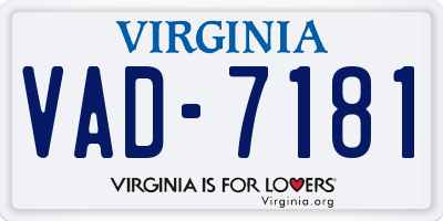 VA license plate VAD7181