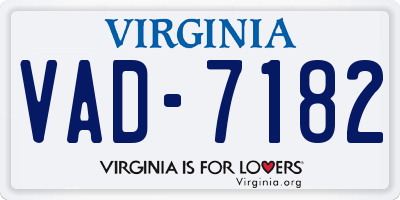 VA license plate VAD7182