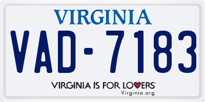 VA license plate VAD7183