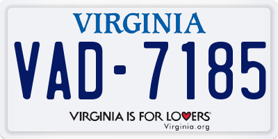 VA license plate VAD7185