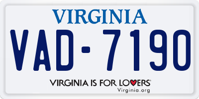 VA license plate VAD7190