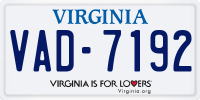 VA license plate VAD7192