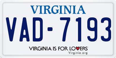 VA license plate VAD7193