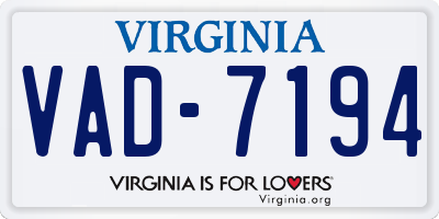 VA license plate VAD7194