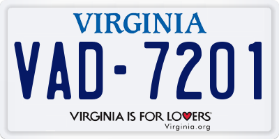 VA license plate VAD7201