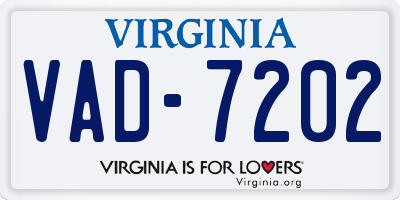 VA license plate VAD7202