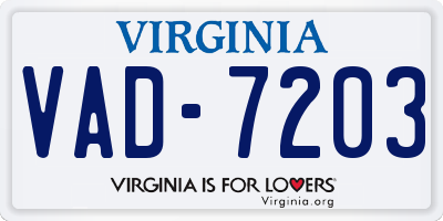 VA license plate VAD7203