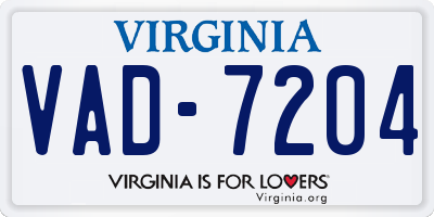 VA license plate VAD7204