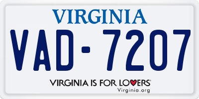 VA license plate VAD7207