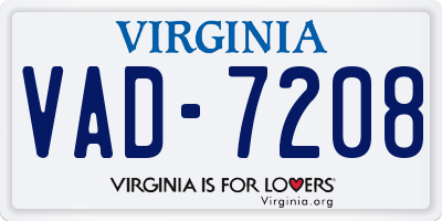 VA license plate VAD7208