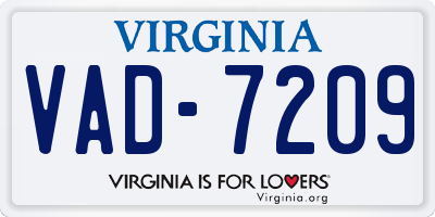 VA license plate VAD7209