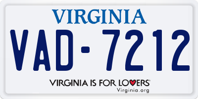 VA license plate VAD7212