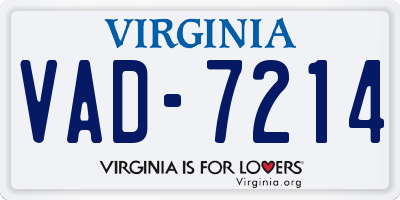 VA license plate VAD7214