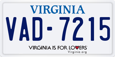 VA license plate VAD7215