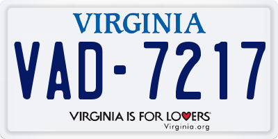 VA license plate VAD7217