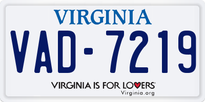 VA license plate VAD7219