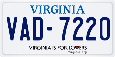 VA license plate VAD7220