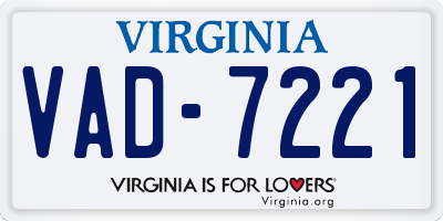 VA license plate VAD7221