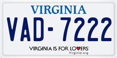 VA license plate VAD7222