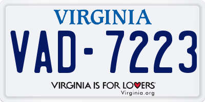 VA license plate VAD7223