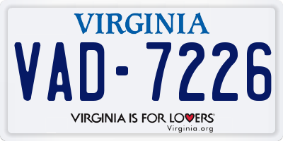 VA license plate VAD7226