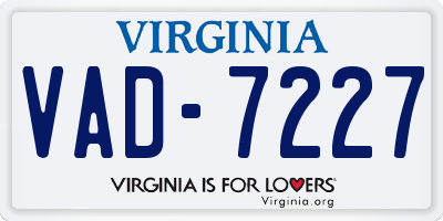 VA license plate VAD7227