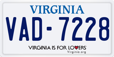 VA license plate VAD7228